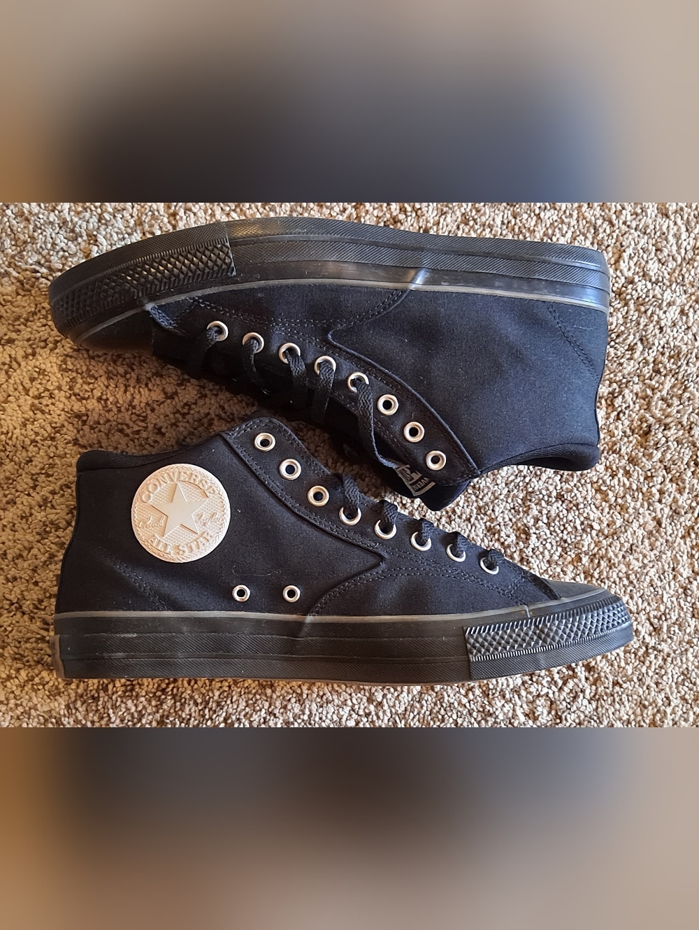Converse Malden Street Mid Black/Black/Vintage White Canvas Sneakers Size 12 - Picture 4 of 10